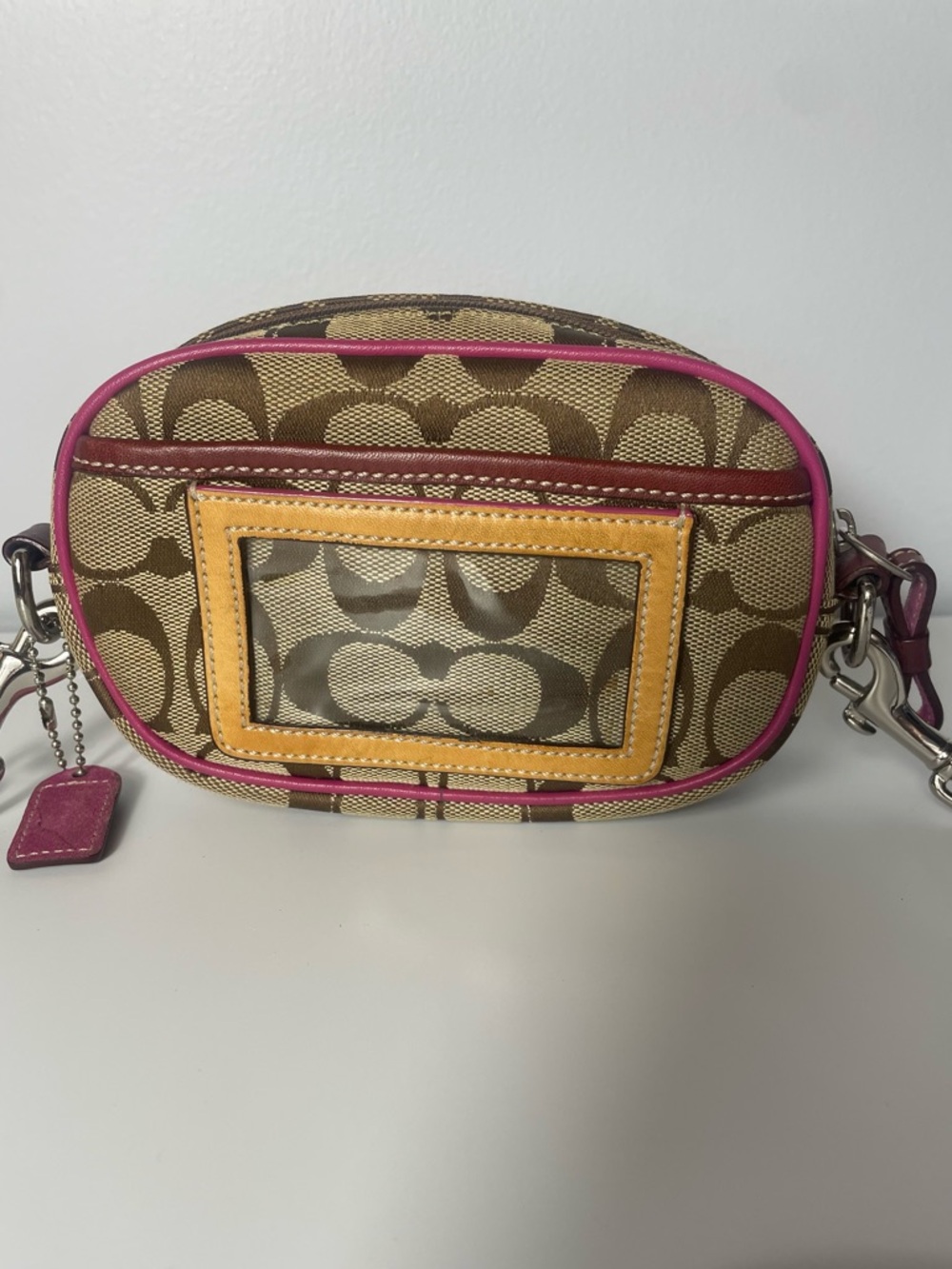 Rare Coach Vintage Jacquard Signature "C" Pink Suede Crossbody Bag - Picture 8 of 12